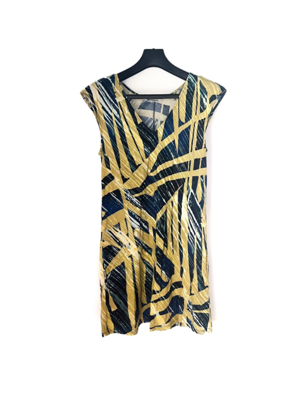 Jams World Shift Dress 'Wood Grove Navy' Sz L Made in Hawaii Tropical Resort
